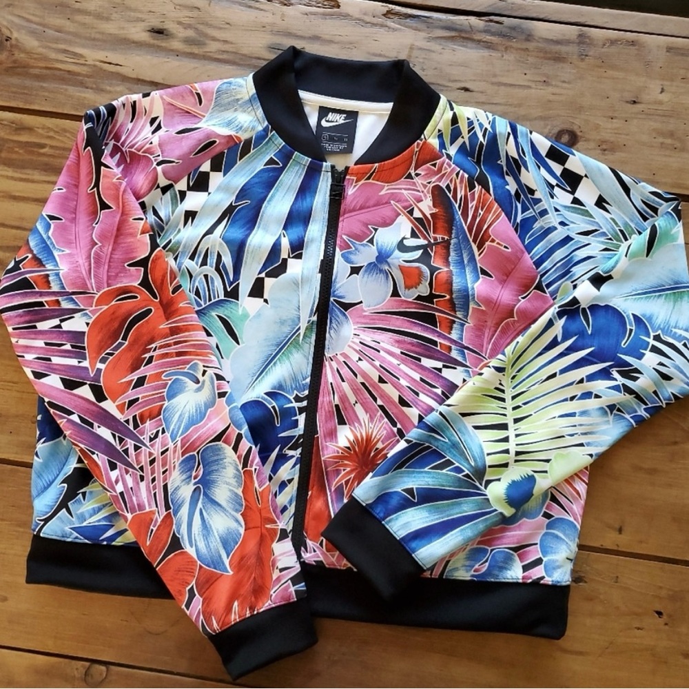NIKE Tropical Print Bomber Jacket EUC Size XL